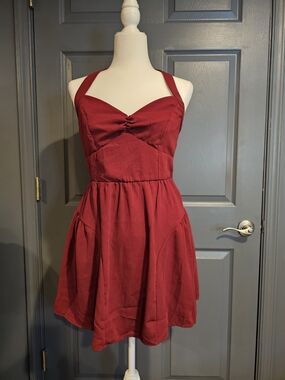 Rowan Women's Maroon Red Sundress with‎ Sweetheart Neckline Size L